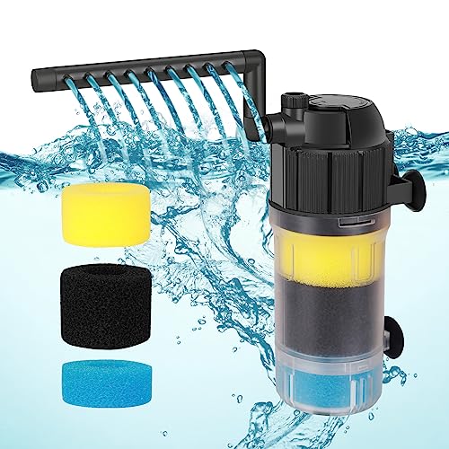 AquaMiracle Aquarium Filter Fish Tank Filters Turtle Filter Internal Power Filter 3-Stage Filtration with Aeration/Rainfall Modes for 10-40 Gallon Aquariums, Flow Rate and Direction Adjustable