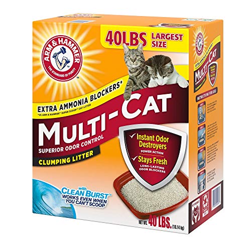 Arm and Hammer Clumping Cat Litter, Multi-Cat Strength, 40 Pound Box