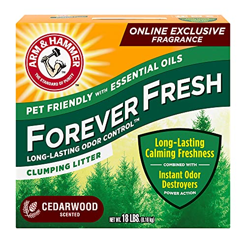 Arm & Hammer Forever Fresh Clumping Cat Litter Cedarwood, MultiCat 18lb, Pet Friendly with Essential Oils