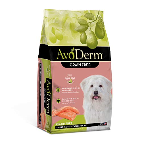 AvoDerm Natural All Life Stages Dry Dog Food, Grain Free, Salmon & Vegetables Recipe, Seafood, 4 Pounds