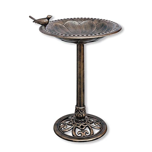 BACKYARD EXPRESSIONS PATIO · HOME · GARDEN 912449-WB Outdoor Garden Bird Bath- Bronze- Weather Resistant Polyresin-30 Inch-Backyard Expressions