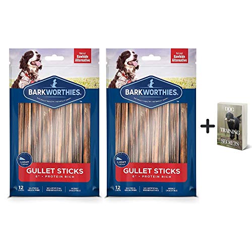 Barkworthies Beef Gullet Sticks for Dogs - 2 pk of 12 - Improved Natural Chewy Grain Free Dog Treats - Long Lasting Dog Chew - Dental Dog Treats for Healthy Teeth for Healthy Bones & Joints, E-Book