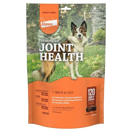 Bayer Synovi G4 Soft Chews Glucosamine Joint Supplement for Dogs, Count of 120, 120 CT