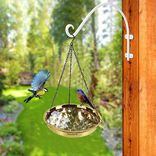 BeGrit Bird Bath Hanging Bird Feeder Birdbaths Bird Waterer Stainless Steel Plate Hanging Tray for Outdoor,Garden,Yard and Patio…