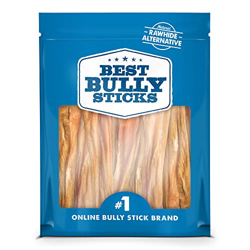 Best Bully Sticks 5-6 Inch 100% Natural Beef Bladder Sticks Dog Treats (30 Pack) - Single-Ingredient Dental Health Dog Chews - Safe Alternative to Rawhide