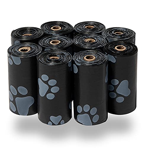 Best Pet Supplies Dog Poop Bags for Waste Refuse Cleanup, Doggy Roll Replacements for Outdoor Puppy Walking and Travel, Leak Proof and Tear Resistant, Thick Plastic - Black, 150 Bags