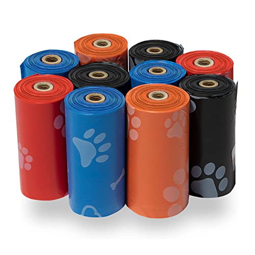 Best Pet Supplies Dog Poop Bags for Waste Refuse Cleanup, Doggy Roll Replacements for Outdoor Puppy Walking and Travel, Leak Proof and Tear Resistant, Thick Plastic - Assorted Colors, 150 Bags