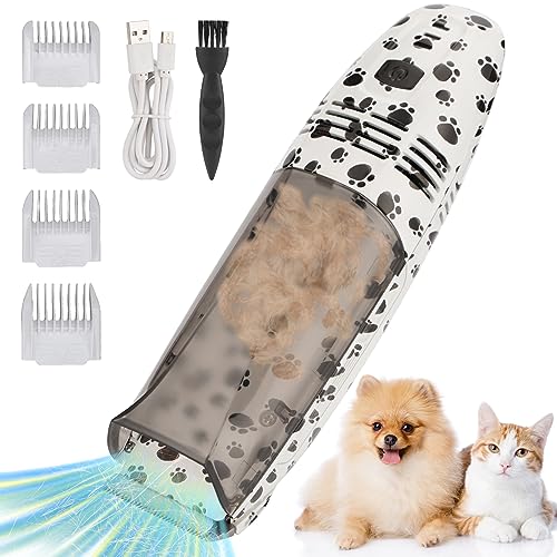 BESTBOMG Dog Clippers for Grooming Dog Hair Vacuum Suction Trimmer Dog Trimmer for Grooming, with Hair Suction Function Cordless, Electric Quiet, Low Noise Suitable for Short Thick Hair Dogs and Cats