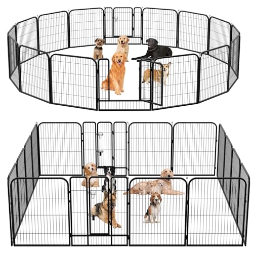 BestPet Playpen Pet Dog Fence 16 Panels 40 inch Height Metal Outdoor Exercise Pen with Doors for Large/Medium/Small Dogs, Puppy Playpen for RV,Camping,Yard