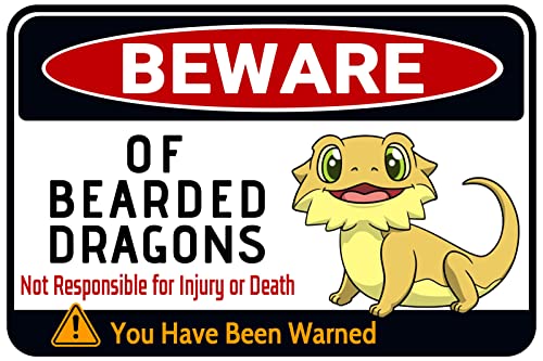 Beware of Bearded Dragons Sign for Bearded Dragon Tank Cage Decor - Gift for Dragon Lover 12" * 8" (036)