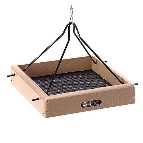 Birds Choice SNHPF125 Hanging Tray, Recycled Hanging Feeder w/ Collapsible Steel Hanging Rods, Small