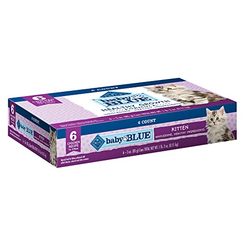 Blue Buffalo Baby Blue Healthy Growth Formula Natural Kitten Pate Wet Cat Food Multi-Pack, Chicken Recipe 3-oz (6 Count)