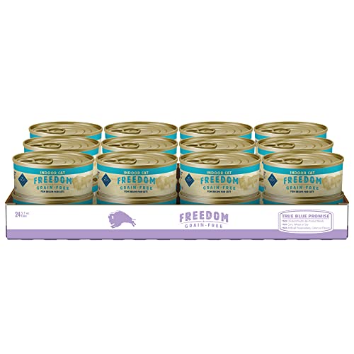 Blue Buffalo Freedom Grain Free Natural Adult Pate Wet Cat Food, Indoor Fish 5.5-oz cans (Pack of 24)