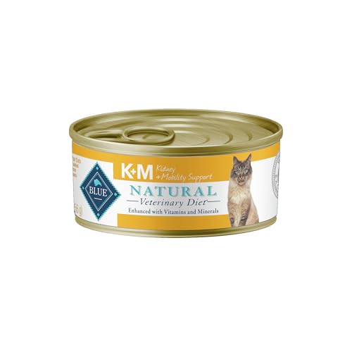 Blue Buffalo Natural Veterinary Diet K+M Kidney + Mobility Support Wet Cat Food, Chicken 5.5-oz cans (Pack of 24)