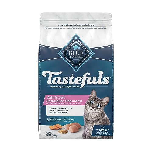 Blue Buffalo Tastefuls Sensitive Stomach Natural Adult Dry Cat Food, Chicken 15lb bag