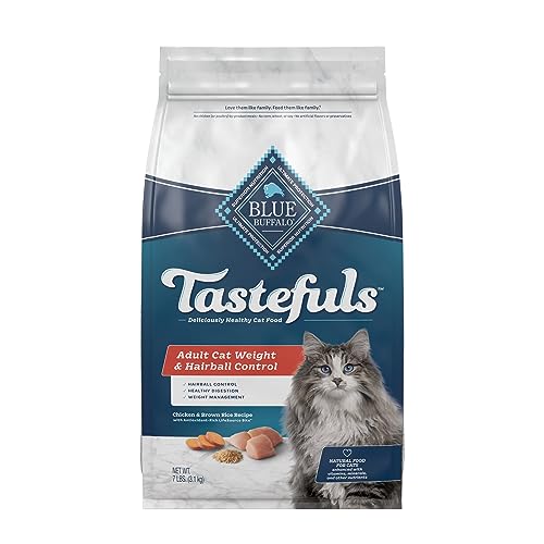 Blue Buffalo Tastefuls Weight & Hairball Control Natural Adult Dry Cat Food, Chicken, 7lb bag