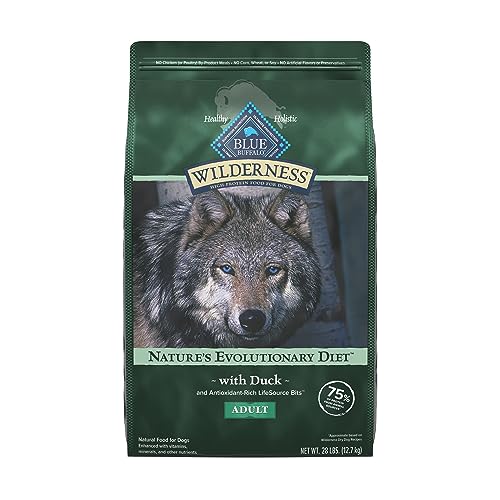 Blue Buffalo Wilderness High Protein Natural Adult Dry Dog Food plus Wholesome Grains, Duck 28 lb bag