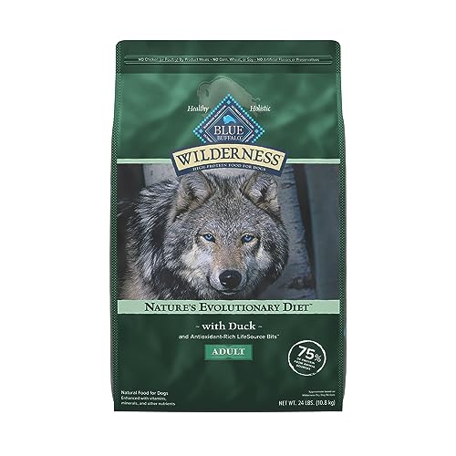 Blue Buffalo Wilderness High Protein Natural Adult Dry Dog Food plus Wholesome Grains, Duck 24 lb bag