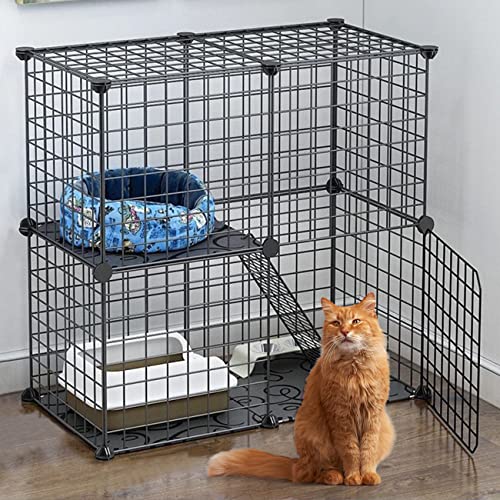 BNOSDM Cat Cage Indoor, Detachable Metal Small Animal Cage DIY Design Black Kitten Playpen for Pet Puppies Ferret Rabbit Hedgehog Guinea Pig