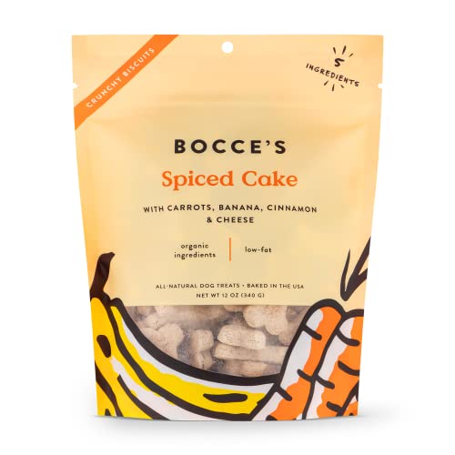 Bocce's Bakery All-Natural, Small Batch, Organic Dog Treats, Spiced Cake Biscuits, Wheat-Free, Limited-Ingredient, Made in The USA with 100% Recyclable Packaging, 12 oz Bag (DG-BC-SCC)