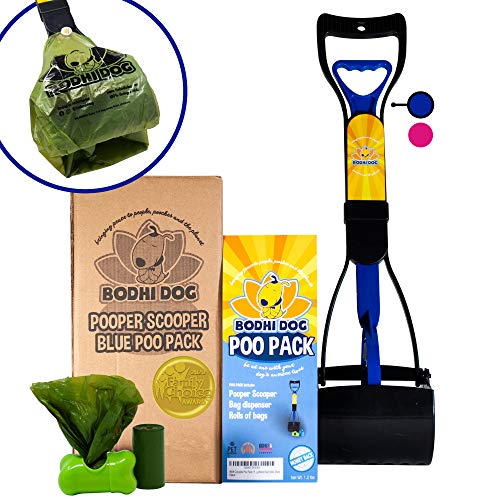 Bodhi Dog Complete Poo Pack | 24" Pooper Scooper, Poop Bags, and Pet Dog Waste Bag Holder | Perfect for Small, Medium, Large, XL Pets - Great for Grass and Gravel