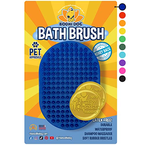 Bodhi Dog New Grooming Pet Shampoo Brush | Soothing Massage Rubber Bristles Curry Comb for Dogs & Cats Washing | Professional Quality