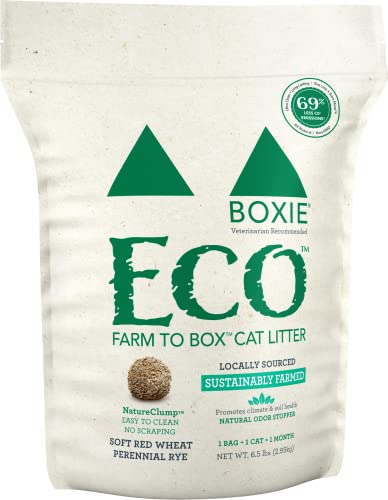 Boxiecat Eco Farm to Box Ultra Sustainable Cat Litter - Scent Free -6.5 lb- Lightweight, Plant-based Premium Clumping Formula- All Natural Odor Control, Stays Ultra Clean