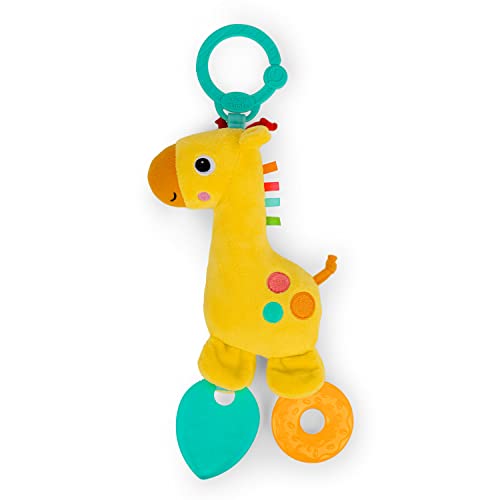 Bright Starts Safari Soother Rattle & Teether Toy for Stroller and On-The-Go - Giraffe - Unisex, Newborn +