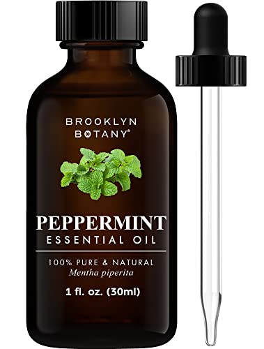 Brooklyn Botany Peppermint Essential Oil – 100% Pure and Natural – Therapeutic Grade Essential Oil with Dropper - Peppermint Oil for Aromatherapy and Diffuser - 1 Fl. OZ