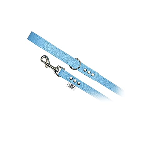 BUDDY BELT All Pebble Grain Leather Leash Blue - Premium Edition (1/2" x 4')