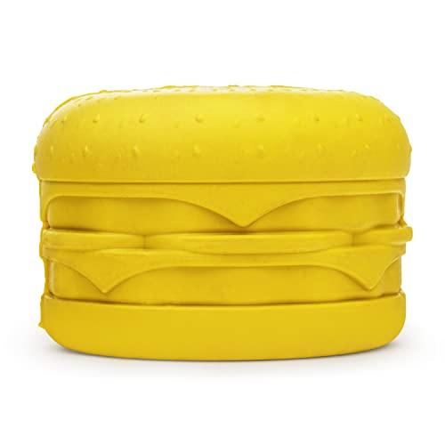 BULLYMAKE – Cheeseburger Rubber Chew Toy for Dogs – Rubber Toy for Dogs – Made in USA – Treat Stuffing Toy