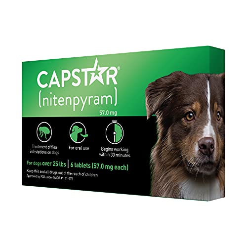 Capstar Fast-Acting Oral Flea Treatment for Large Dogs, 6 Doses, 57 mg (26-125 lbs)