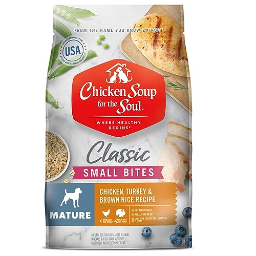 Chicken Soup for Soul Pet Food Small Bites Mature Dog - Chicken, Turkey & Brown Rice Recipe 4.5LB - Dry Dog Food Made with Real Ingredients