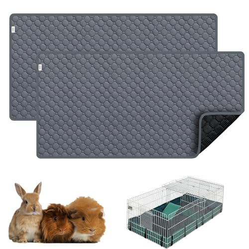 Cimiycob Guinea Pig Cage Liners, 2 Pack 47x 24 Washable Guinea Pig Pee Pads, Waterproof Reusable & Anti Slip, Super Absorbent Guinea Pig Bedding for Small Animal, Rabbit, Bunny, Chinchilla