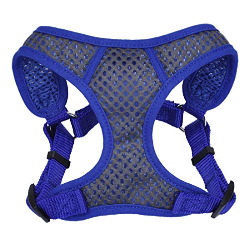 Coastal - Comfort Soft - Sport Wrap Adjustable Dog Harness, Grey with Blue, 5/8" x 16"-19"