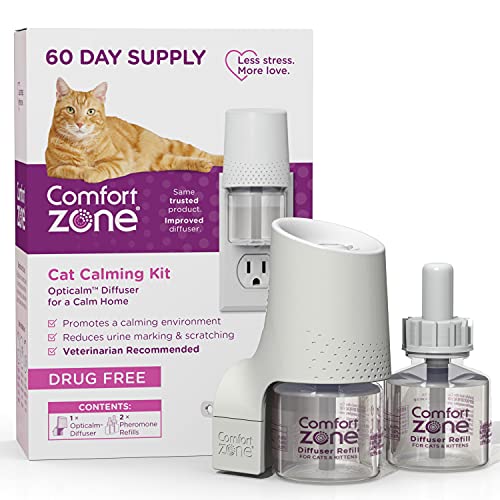 Comfort Zone Cat Calming Pheromone Diffuser: 60 Day Starter Kit (1 Diffuser & 2 Refills)