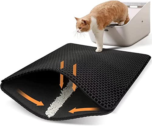 Conlun Cat Litter Mat Cat Litter Trapping Mat, Honeycomb Double Layer Design, Urine and Water Proof Material, Scatter Control, Less Waste，Easier to Clean,Washable