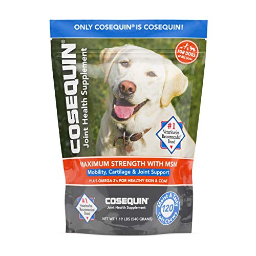 Cosequin Joint Health Supplement for Dogs - With Glucosamine, Chondroitin, MSM, and Omega-3's, 120 Soft Chews