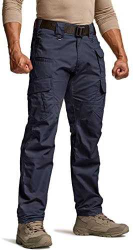 CQR Men's Tactical Pants, Water Resistant Ripstop Cargo Pants, Lightweight EDC Work Hiking Pants, Outdoor Apparel, Duratex Mag Pocket Police Navy, 40W x 30L