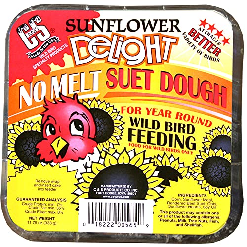 C&S Sunflower Delight No Melt Suet Dough Single Packs, 11.75 oz