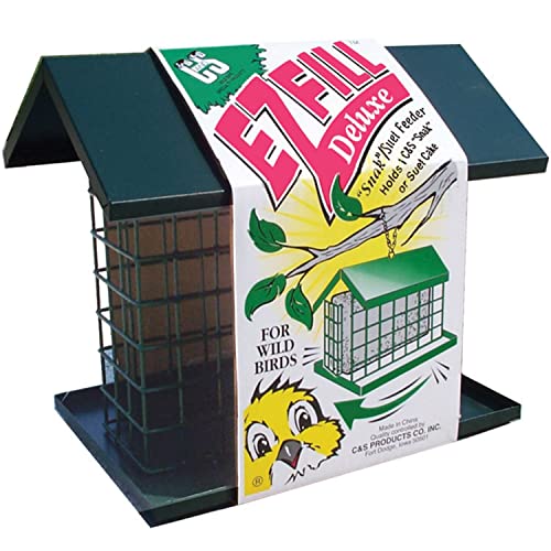 C&S Wild Bird EZ Fill Deluxe Single Snak/Suet Feeder with Roof & Platform