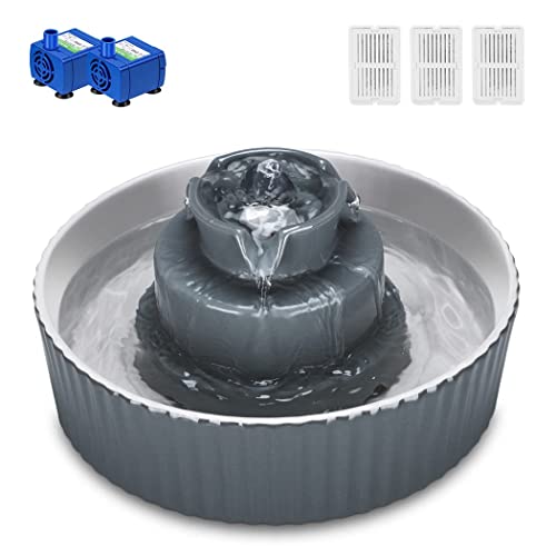 Cupcake Cat Water Fountain Porcelain, Pet Water Fountain for Dog and Cat, 3 Carbon Filters and 2 Water Pumps