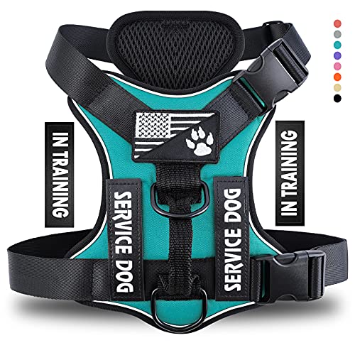 Demigreat Service Dog Harness, Reflective Dog Vest Harness with 5 PCS Patches, Adjustable Soft Oxford Pet Harness, Inner Layer Mesh, Easy to Control for Small Medium Large Dogs