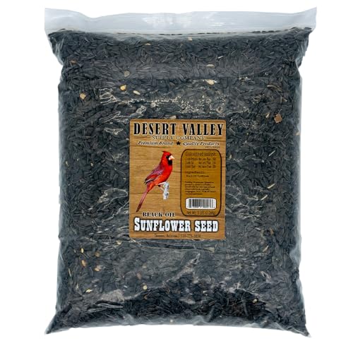 Desert Valley Premium Black Oil Sunflower Seeds - Wild Bird - Wildlife Food, Cardinals, Squirrels, Doves & More (5-Pounds)