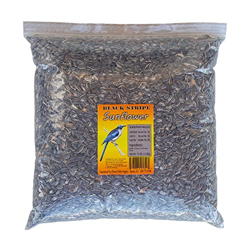 Desert Valley Premium Striped Sunflower Seeds - Wild Bird - Wildlife Food, Cardinals, Squirrels, Jays & More (10-Pounds)