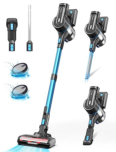 DEVOAC 28Kpa Cordless Vacuum Cleaner, 350W Powerful Stick Vacuum Cleaner with Self-Standing, 45 Min Max Runtime, 6 in 1 Lightweight Wireless Vacuum Cleaner for Hardwood Floor Carpet Pet Hair