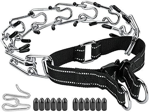 DEYACE Dog Prong Collar, Quick Release Heavy Duty Metal Buckle Dog Training Collar, Adjustable Stainless Steel Spiked Choke Collar