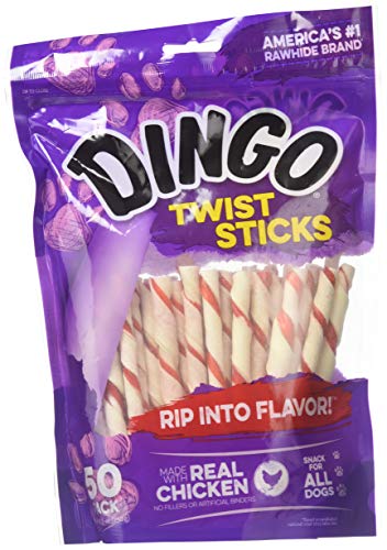 Dingo Twist Sticks Rawhide Treats, 200-Pack (4 Units of 50-Pack)