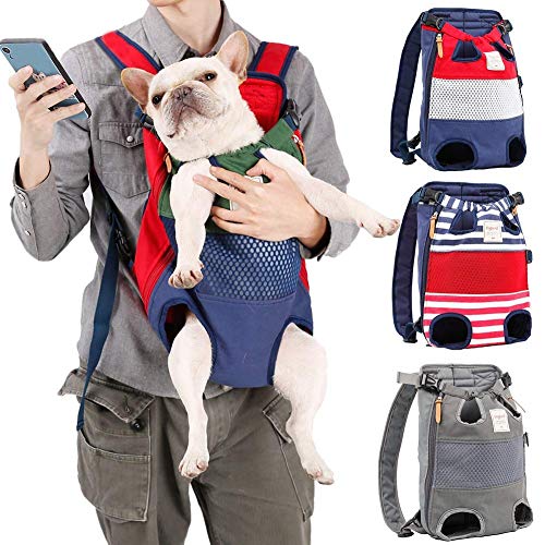 Dog Carrier Backpack - Legs Out Front - Facing Pet Carrier Backpack for Small Medium Large Dogs, Airline Approved Handsa - Canvas Mesh Free Cat Travel Bag for Walking Hiking Bike and Motorcycle