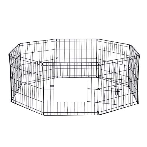 Dog Exercise Pen Pet Playpens for Small Dogs - Puppy Playpen Outdoor Back or Front Yard Fence Cage Fencing Doggie Rabbit Cats Playpens Outside Fences with Door - Metal Wire Foldable 8-Panel 30 sq Foot